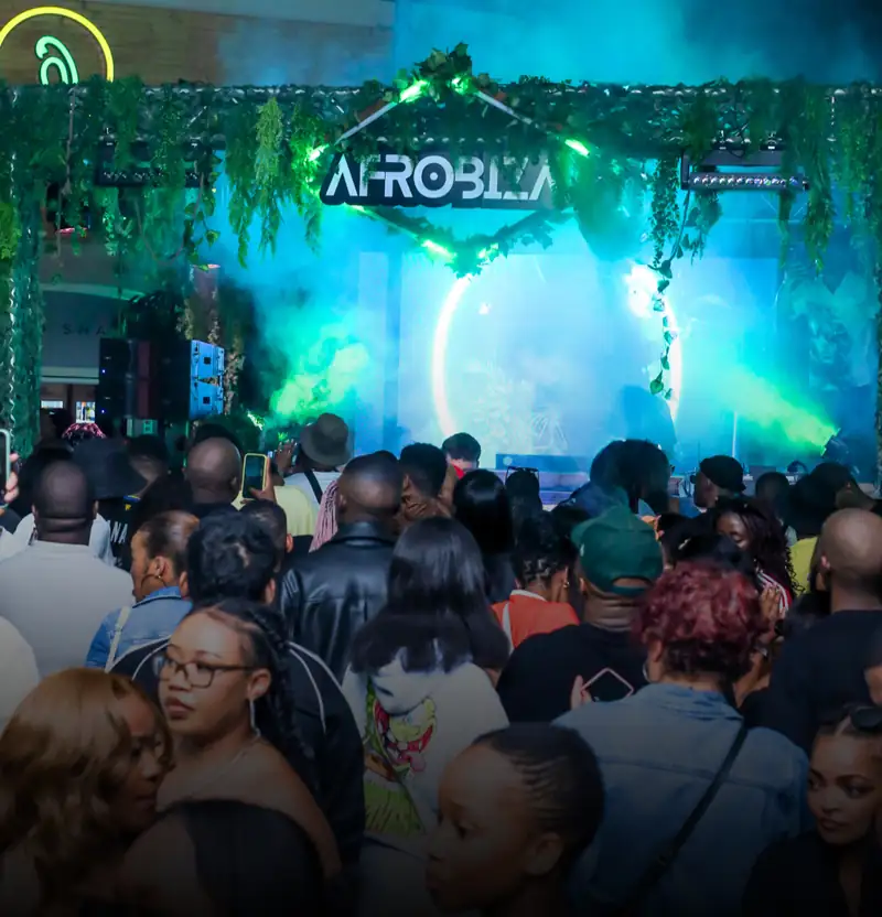 Afrobiza crowd in front of the LED stage at Maracana Sandton